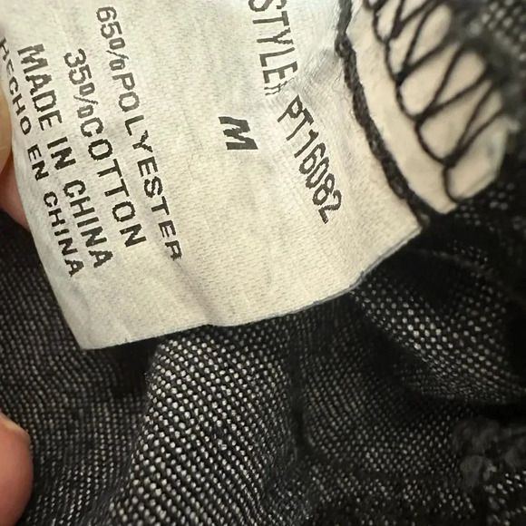 Women's Long Puff Sleeve V-Neck Denim Crop Top - Picture 6 of 6